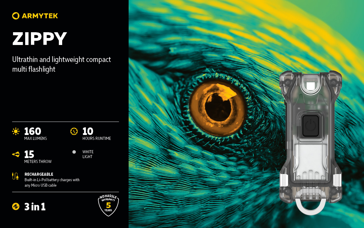Keychain Flashlight Zippy Yellow | Armytek.com